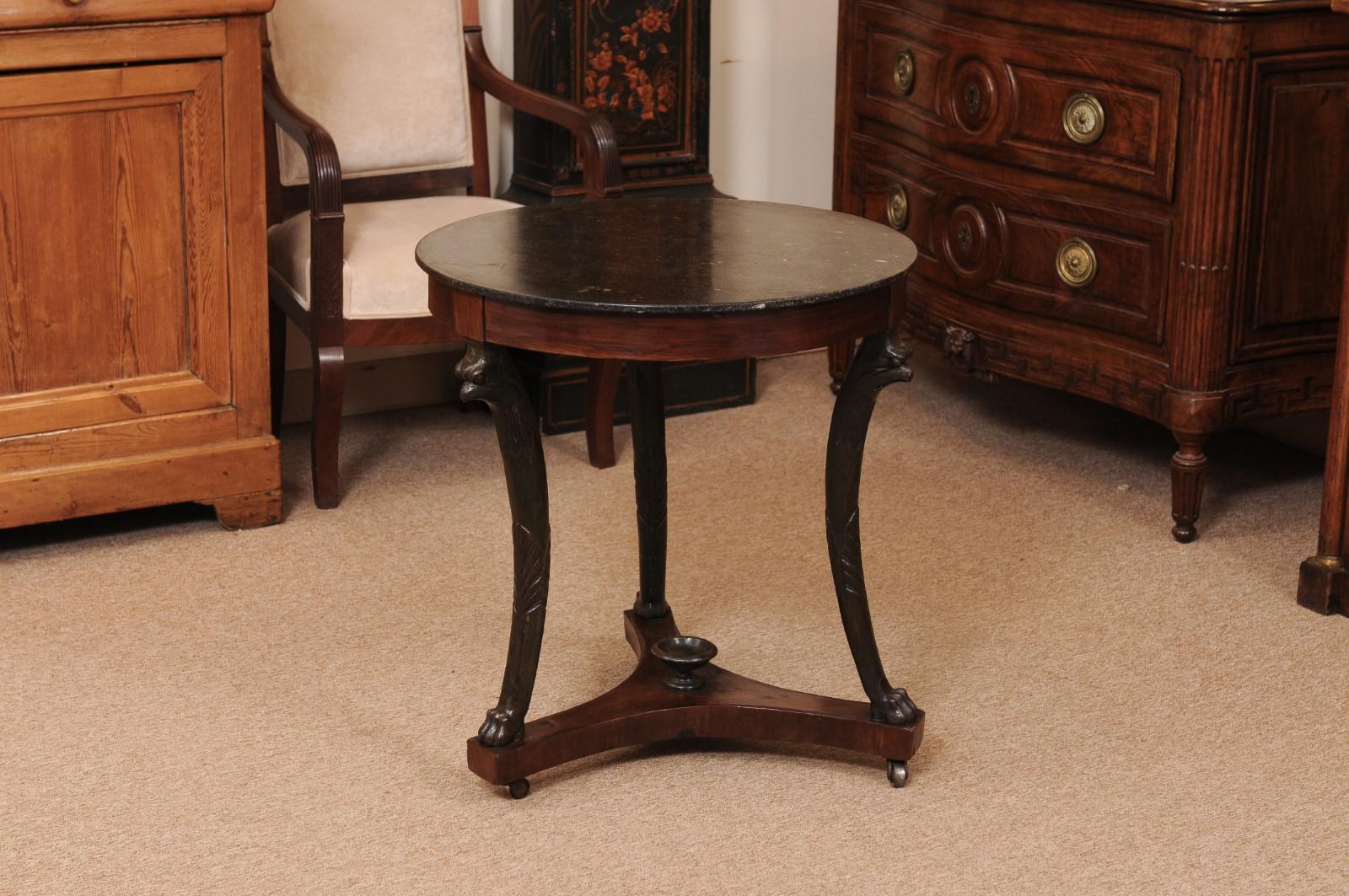 19th Century Italian Empire Ebonized Gueridon For Sale 2