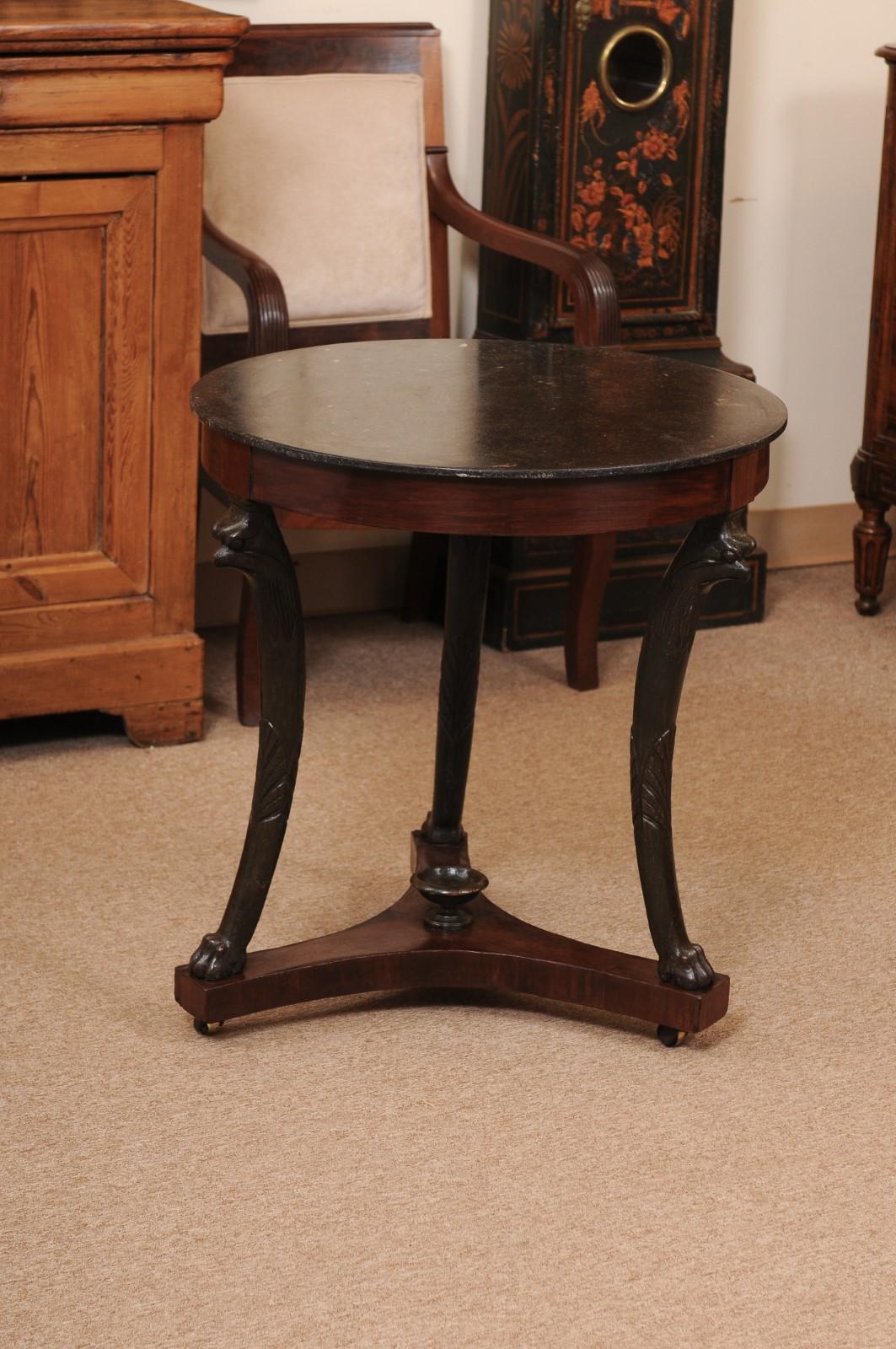 19th Century Italian Empire Ebonized Gueridon For Sale 4