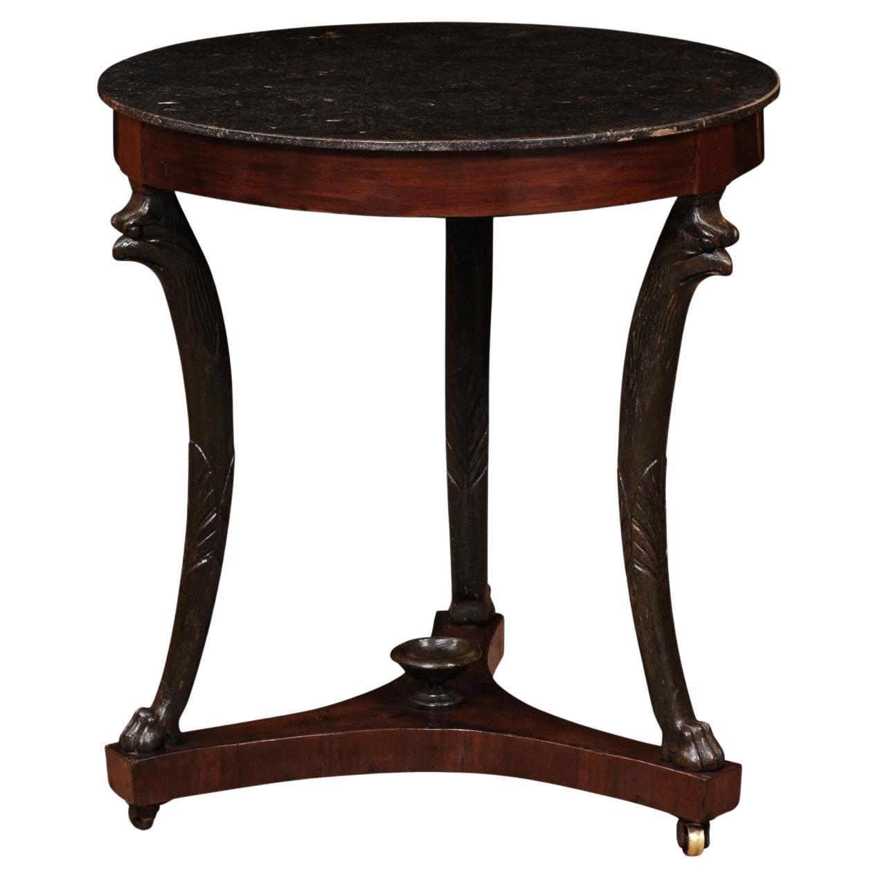 19th Century Italian Empire Ebonized Gueridon For Sale