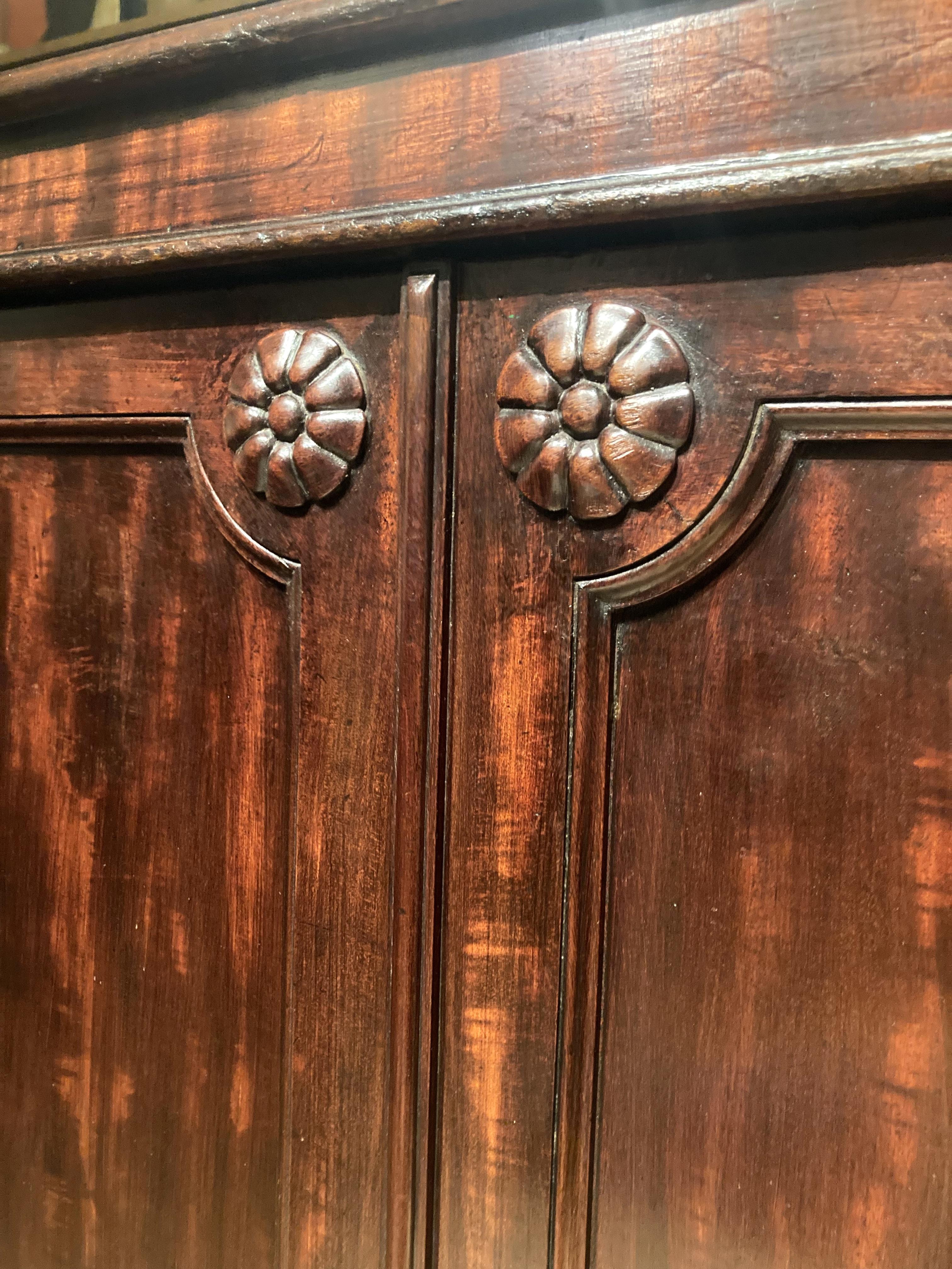 19th Century Italian Empire Mahogany Commode Two Doors Cabinet For Sale 6