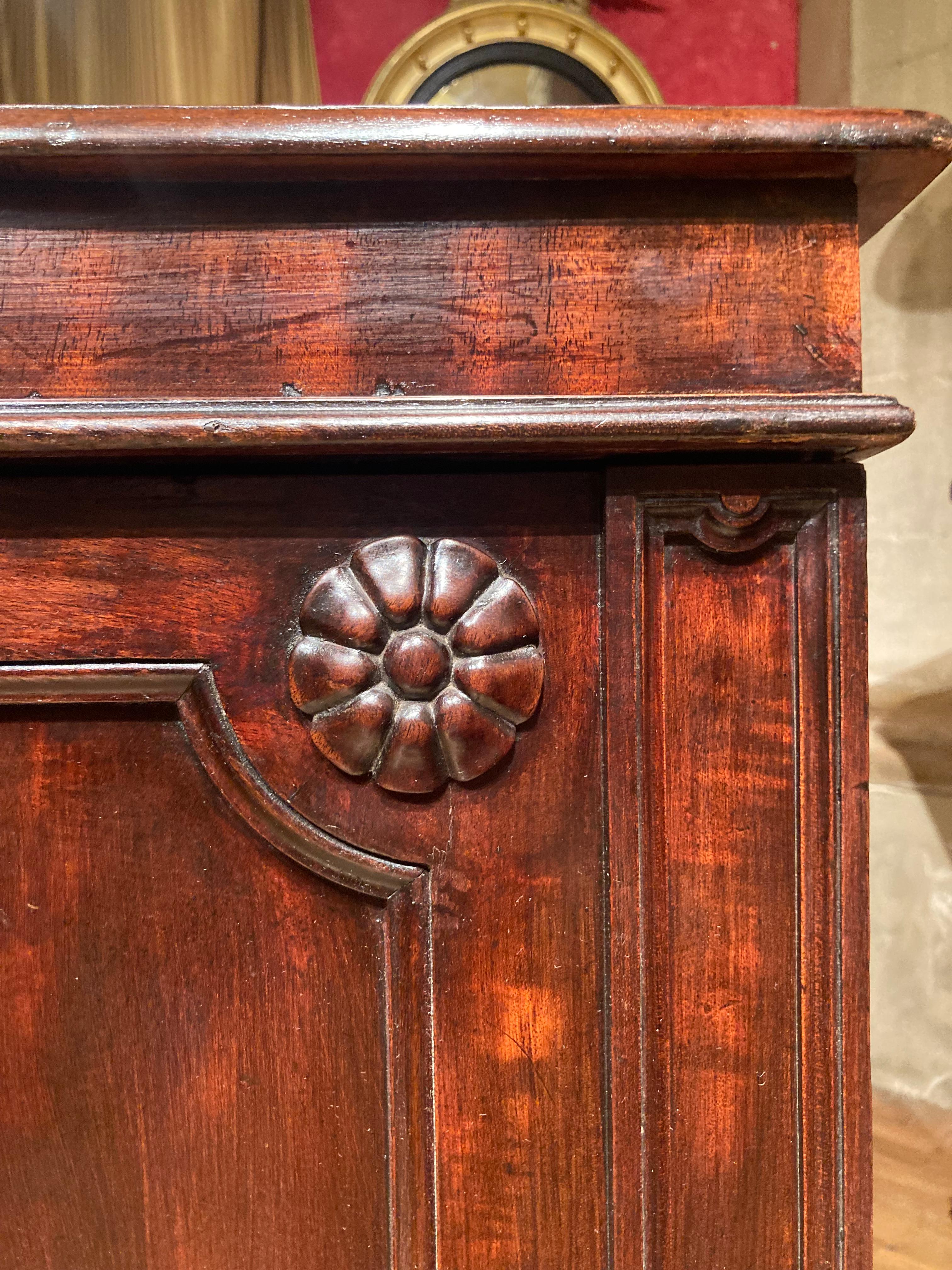 19th Century Italian Empire Mahogany Commode Two Doors Cabinet For Sale 7