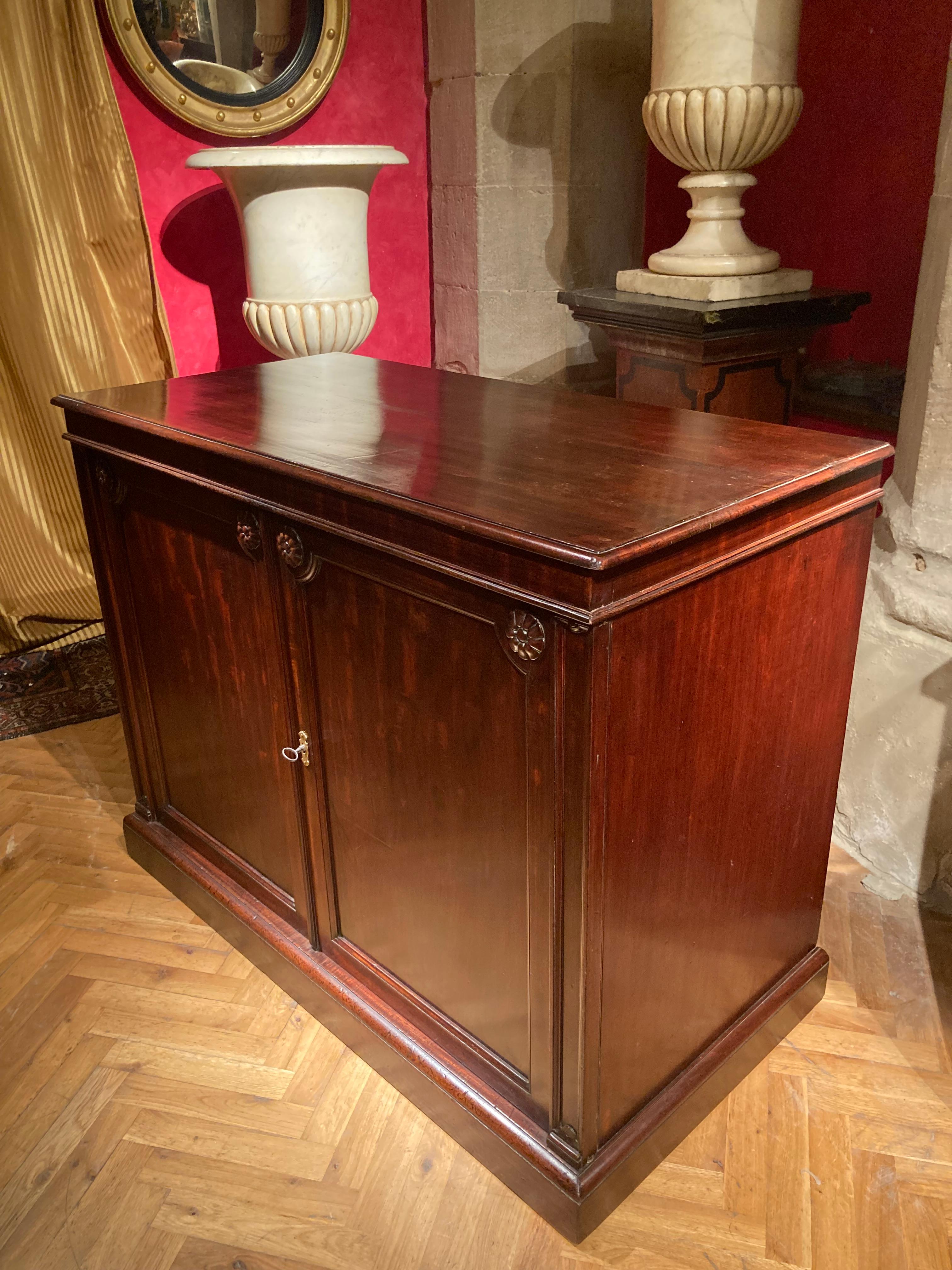 19th Century Italian Empire Mahogany Commode Two Doors Cabinet For Sale 9