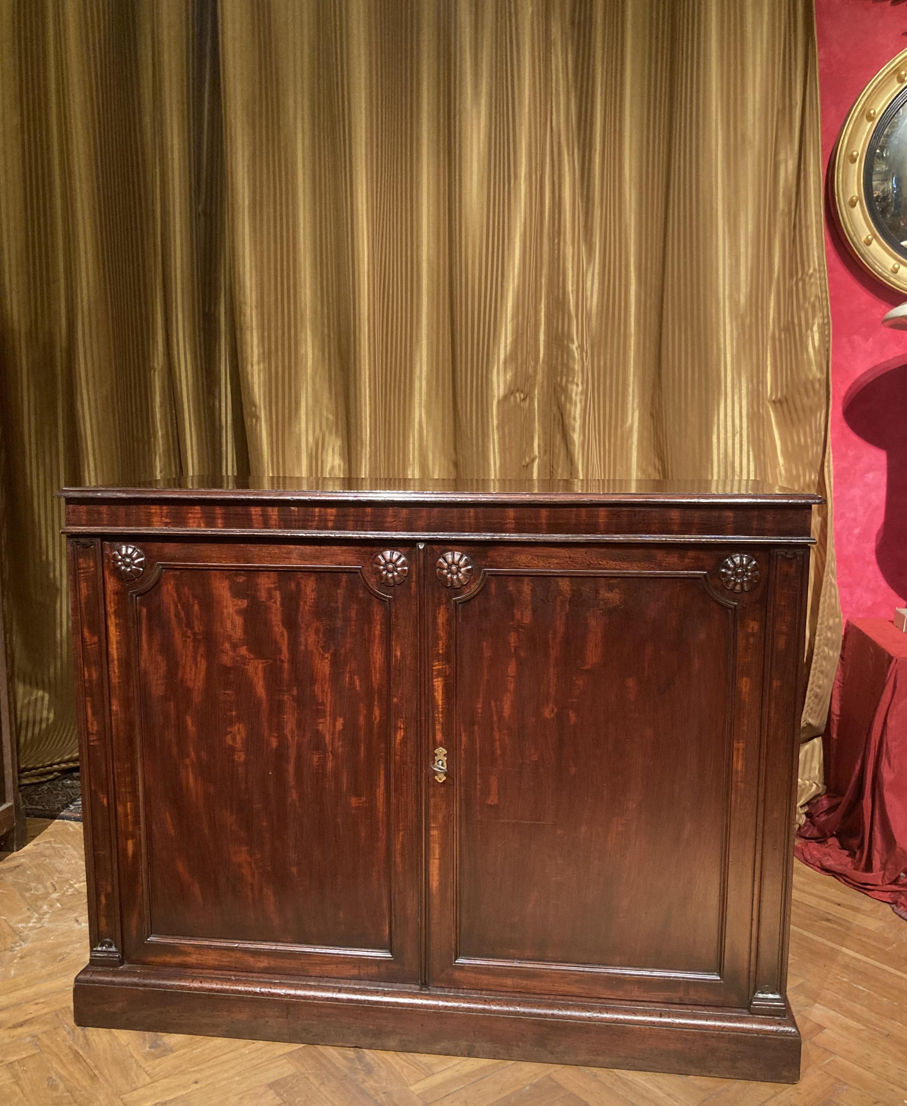 19th Century Italian Empire Mahogany Commode Two Doors Cabinet For Sale 10