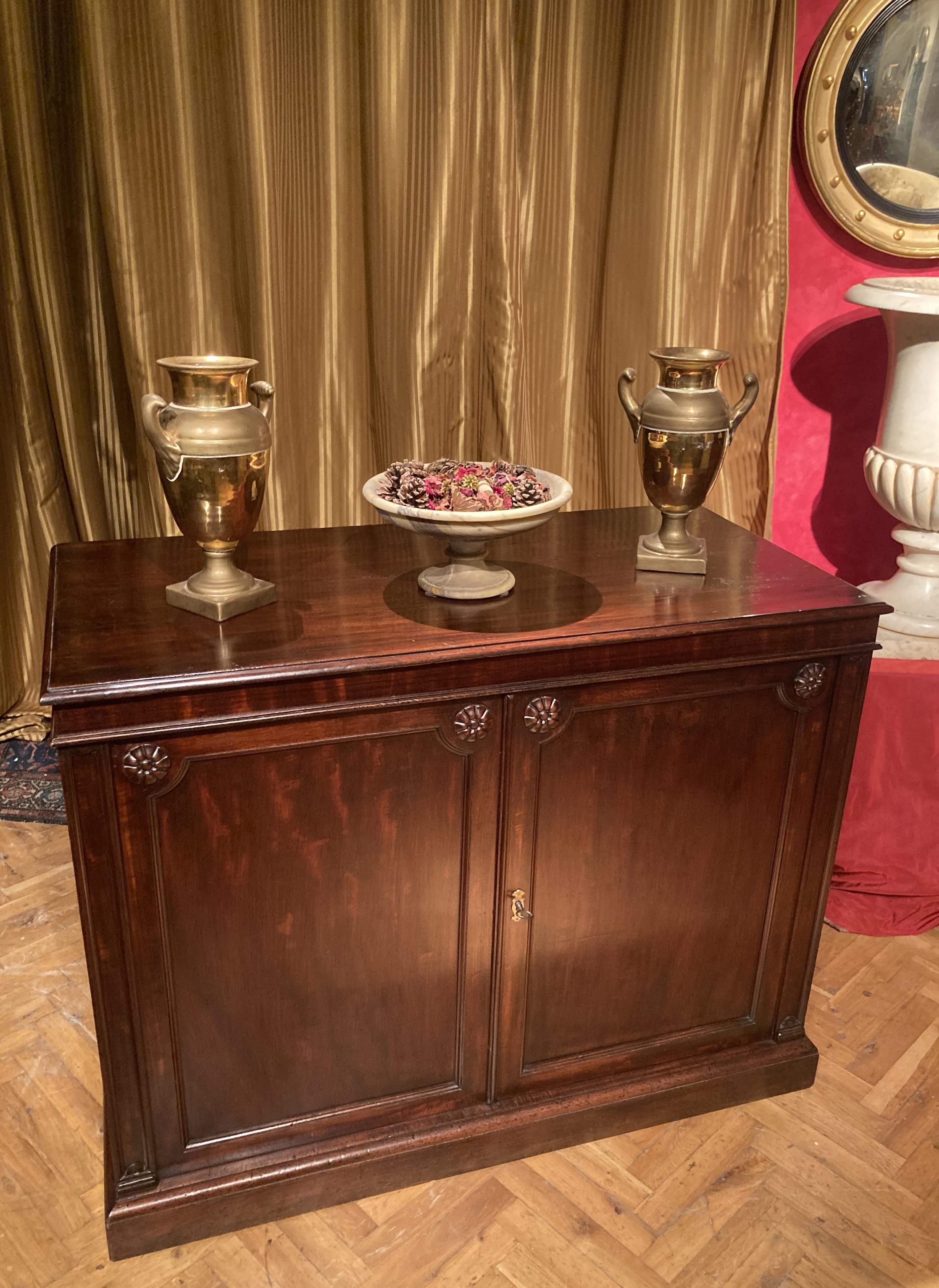 19th Century Italian Empire Mahogany Commode Two Doors Cabinet For Sale 11