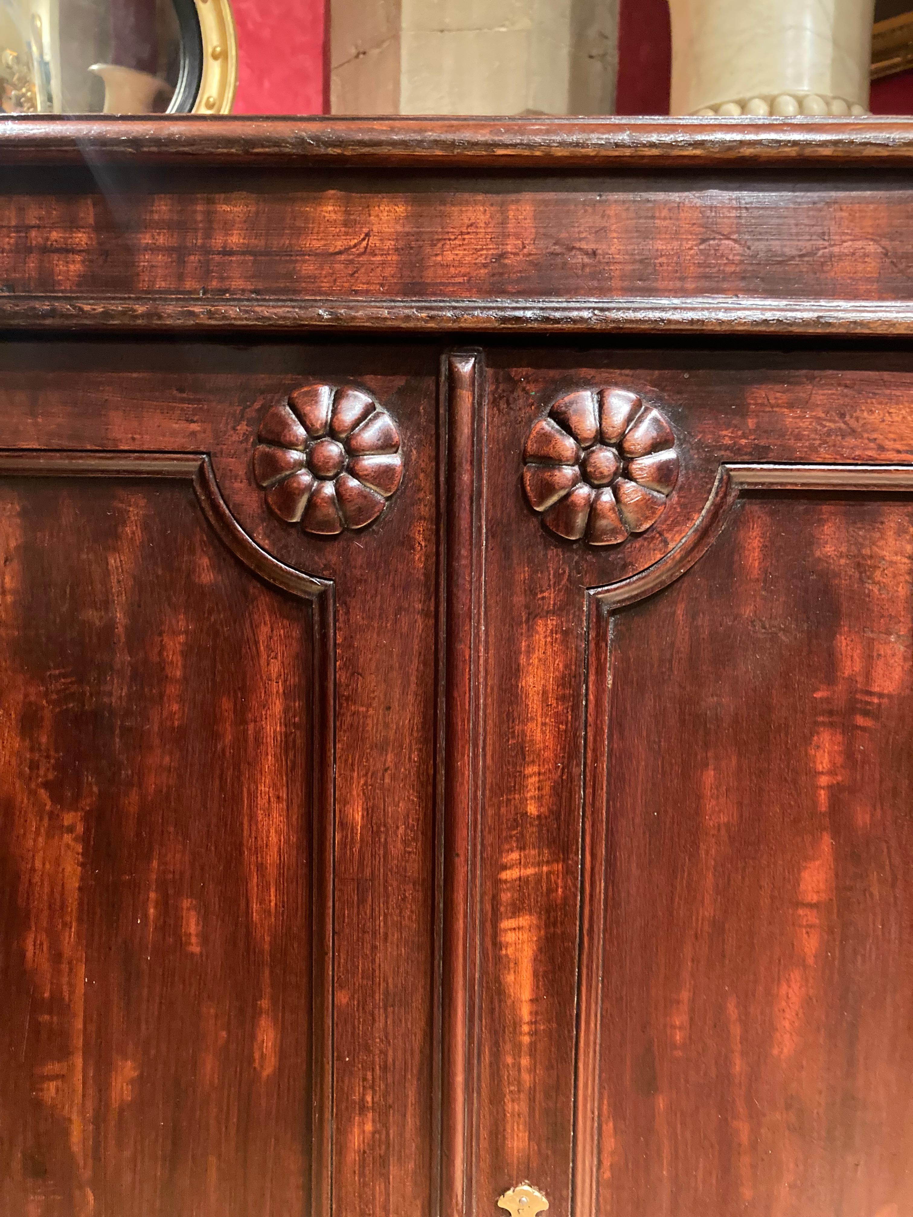 19th Century Italian Empire Mahogany Commode Two Doors Cabinet For Sale 1