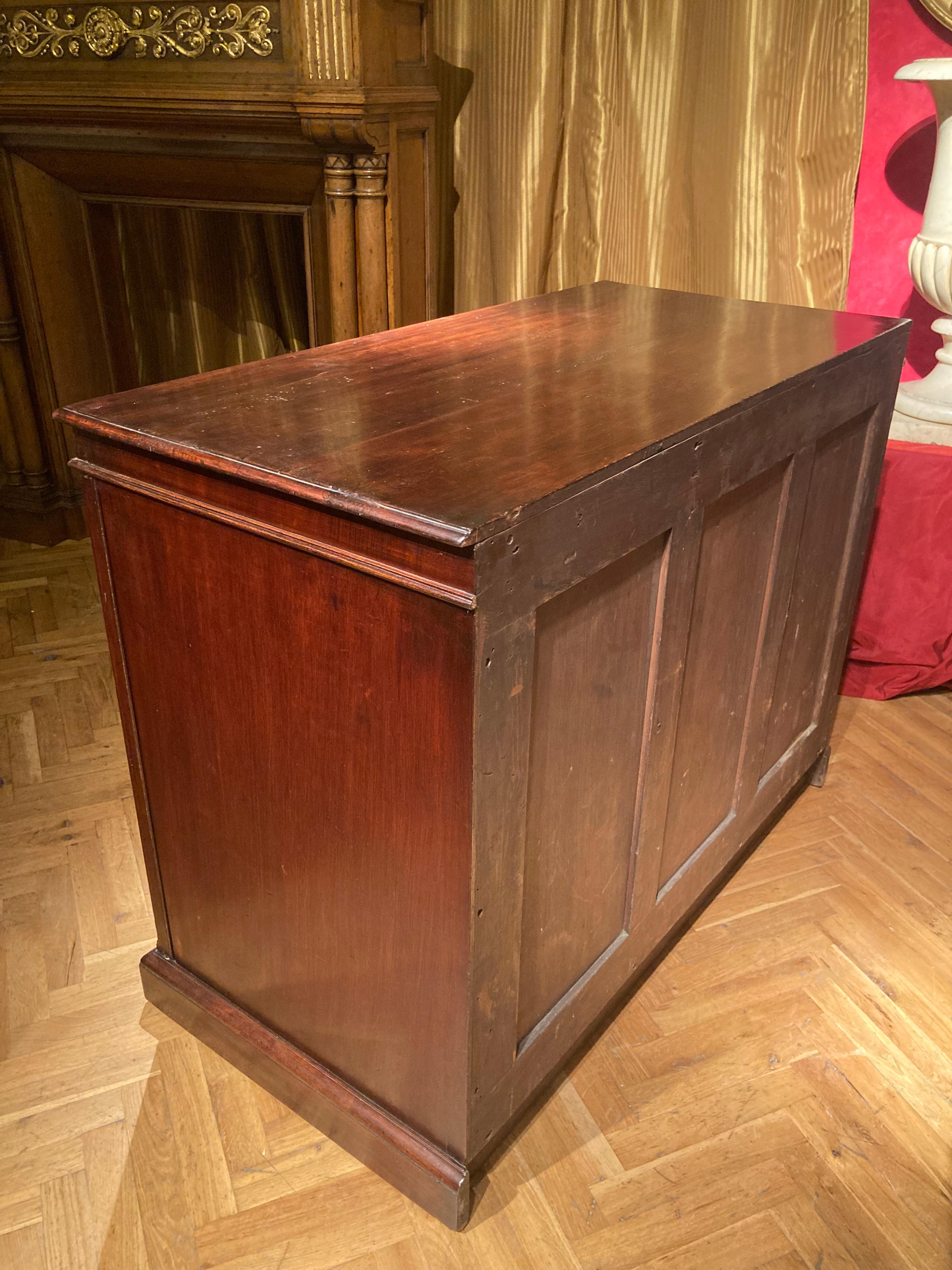 19th Century Italian Empire Mahogany Commode Two Doors Cabinet For Sale 2