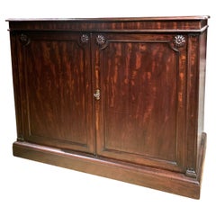 19th Century Italian Empire Mahogany Commode Two Doors Cabinet