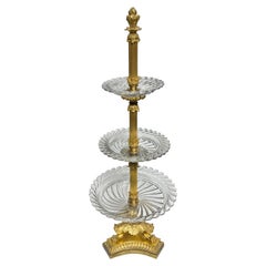 19th Century Italian Empire Ormolu and Cut Glass Three-Tier Tazza Centerpiece
