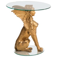 19th Century Italian Empire Period Giltwood Sphinxes, one Gueridon Tables