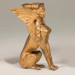 19th Century Italian Empire Period Giltwood Sphinxes, Set of Two Bases