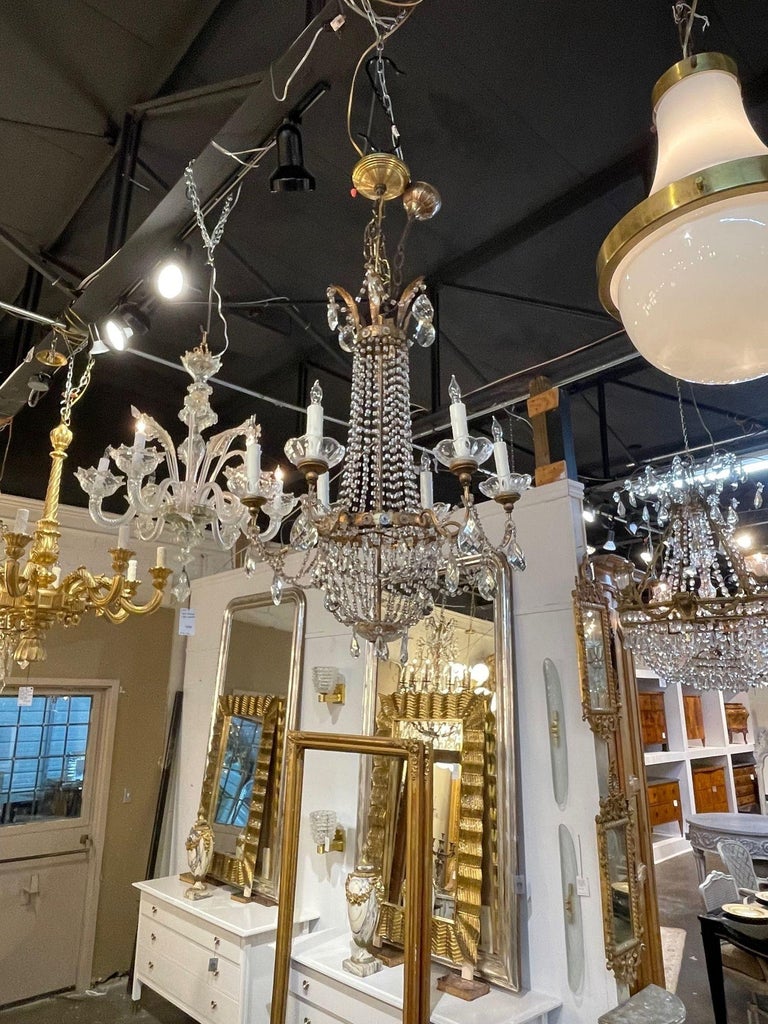 19th Century Italian Empire Style Beaded Basket Form Chandelier at 1stDibs