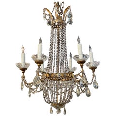 19th Century Italian Empire Style Beaded Basket Form Chandelier 19th Century Italian Empire Style Beaded Basket Form Chandelier