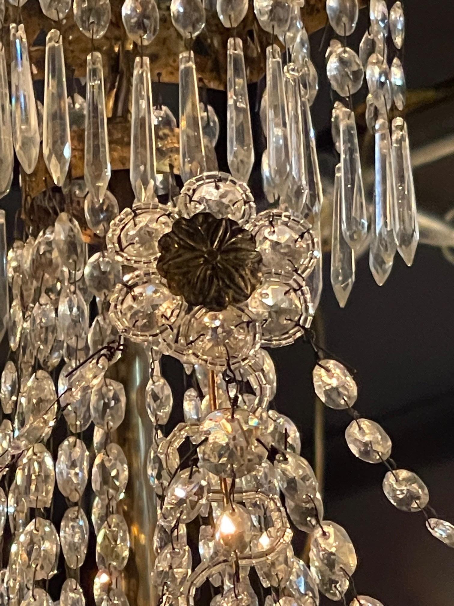 19th Century Italian Empire Style Crystal and Tole Chandelier 2