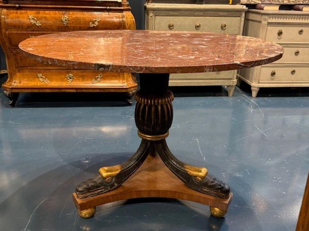 19th Century Italian Empire Style Table with Marble Top Bon état - En vente à Dallas, TX