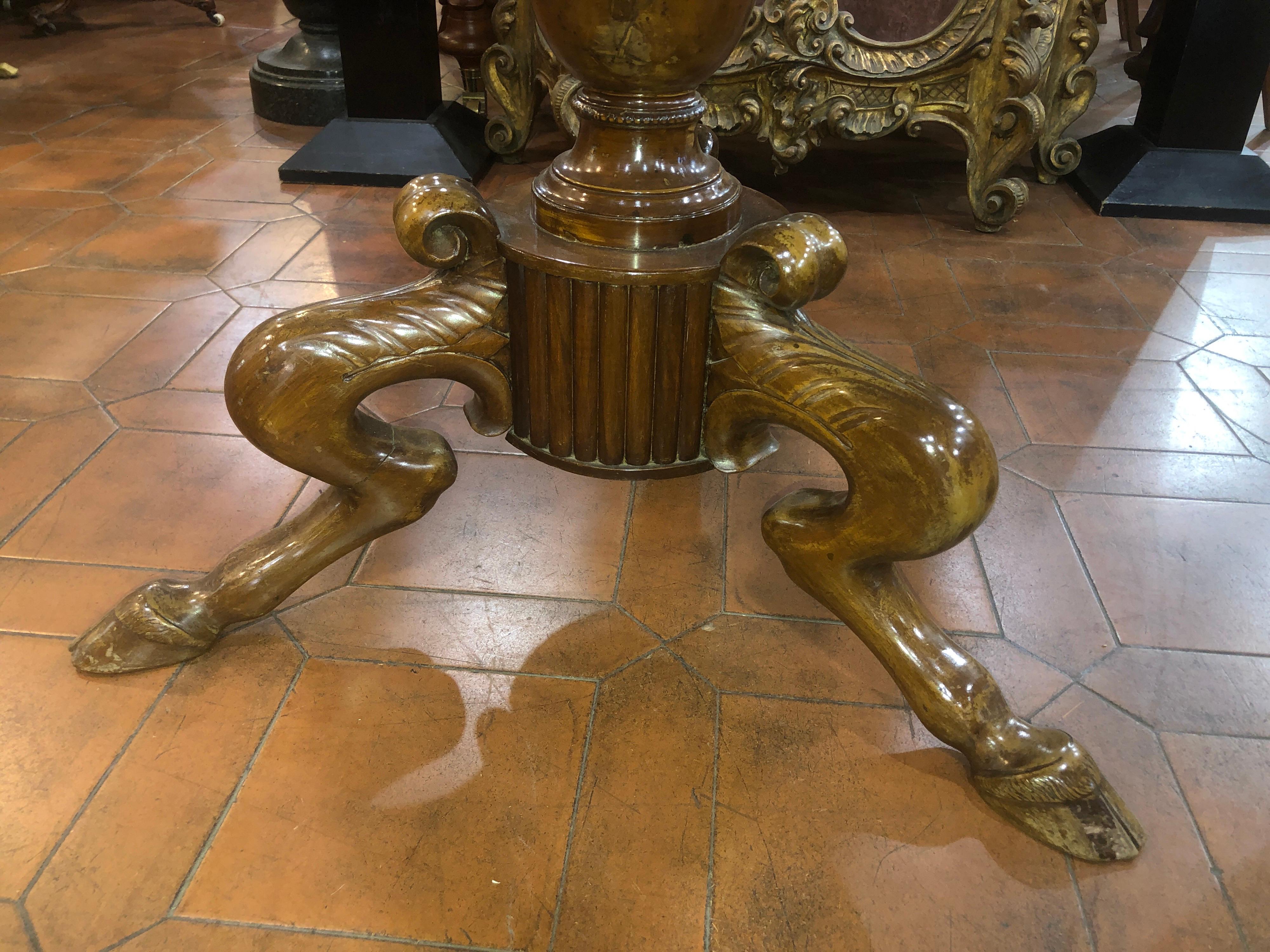 19th Century Italian Empire Walnut Center Table, 1800s For Sale 2