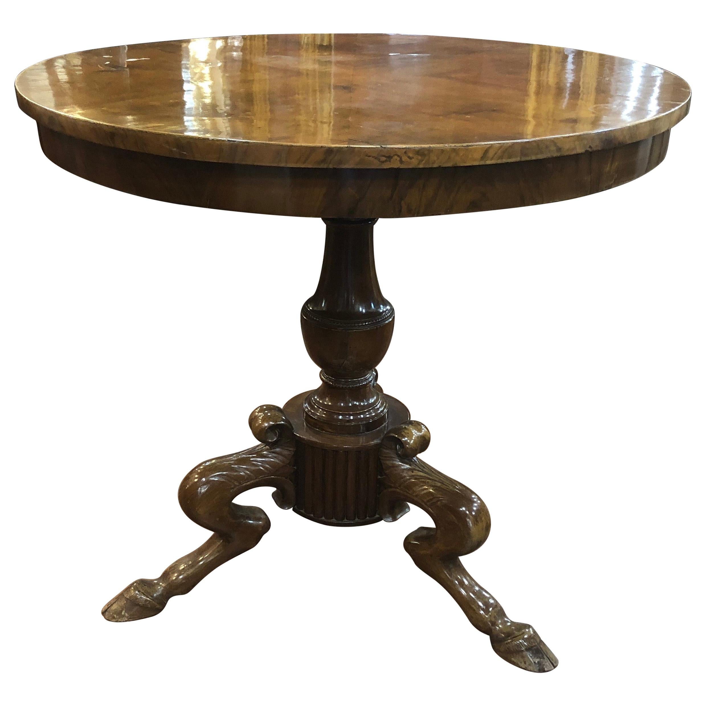 19th Century Italian Empire Walnut Center Table, 1800s For Sale