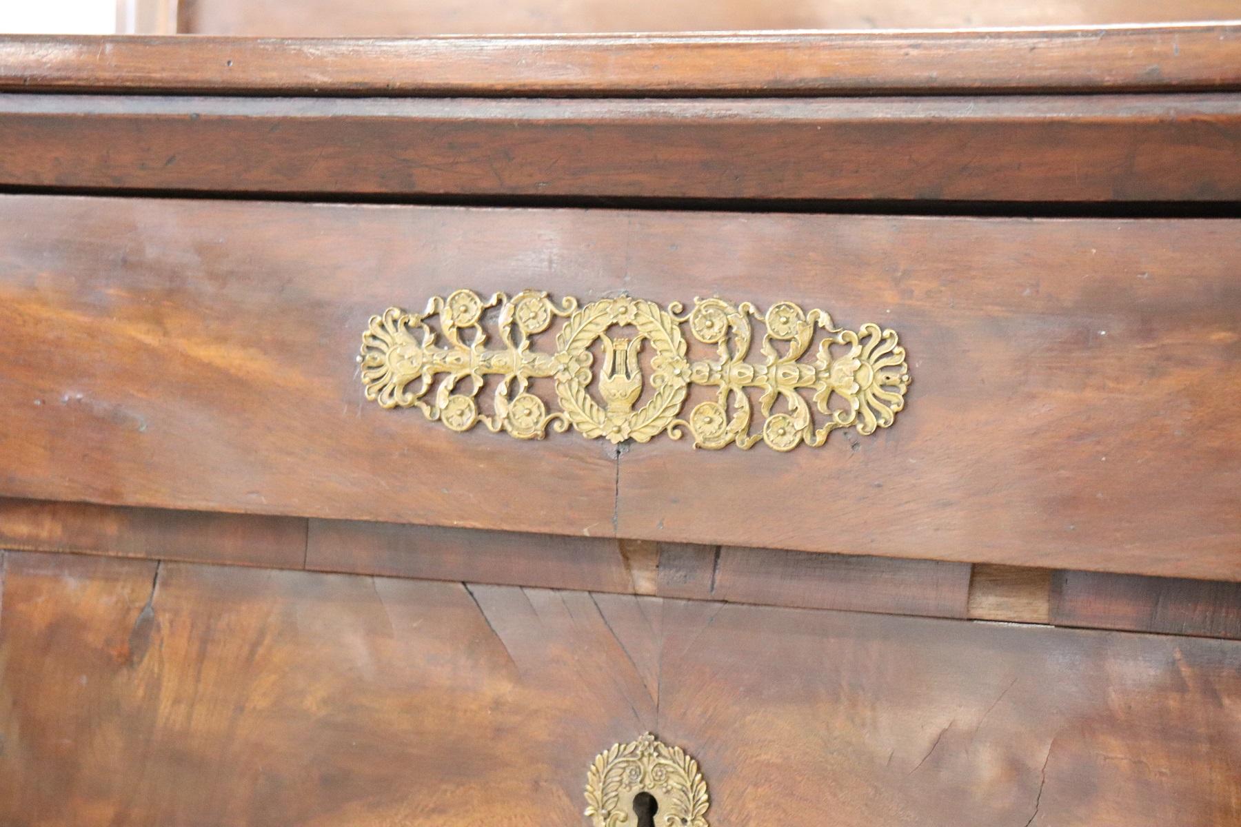 Early 19th Century 19th Century Italian Empire Walnut Commode or Chest of Drawers