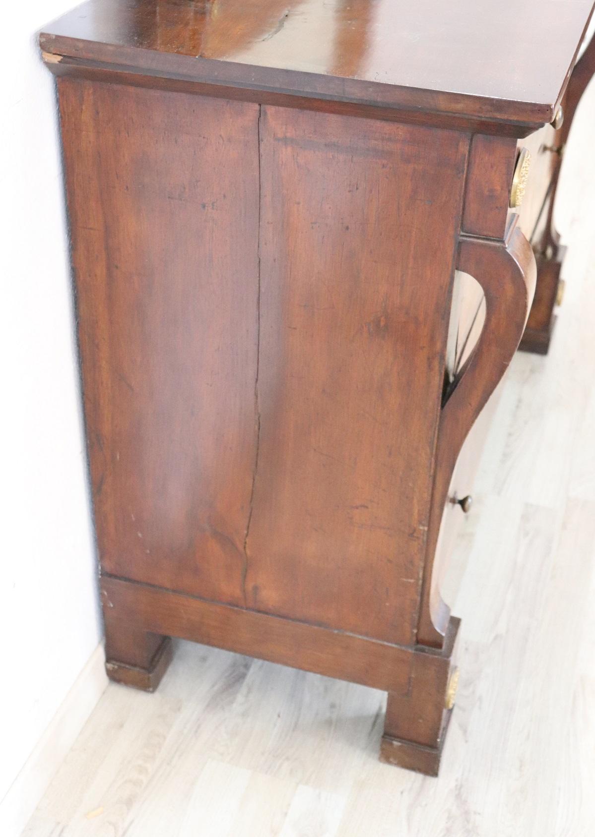 19th Century Italian Empire Walnut Commode or Chest of Drawers 4