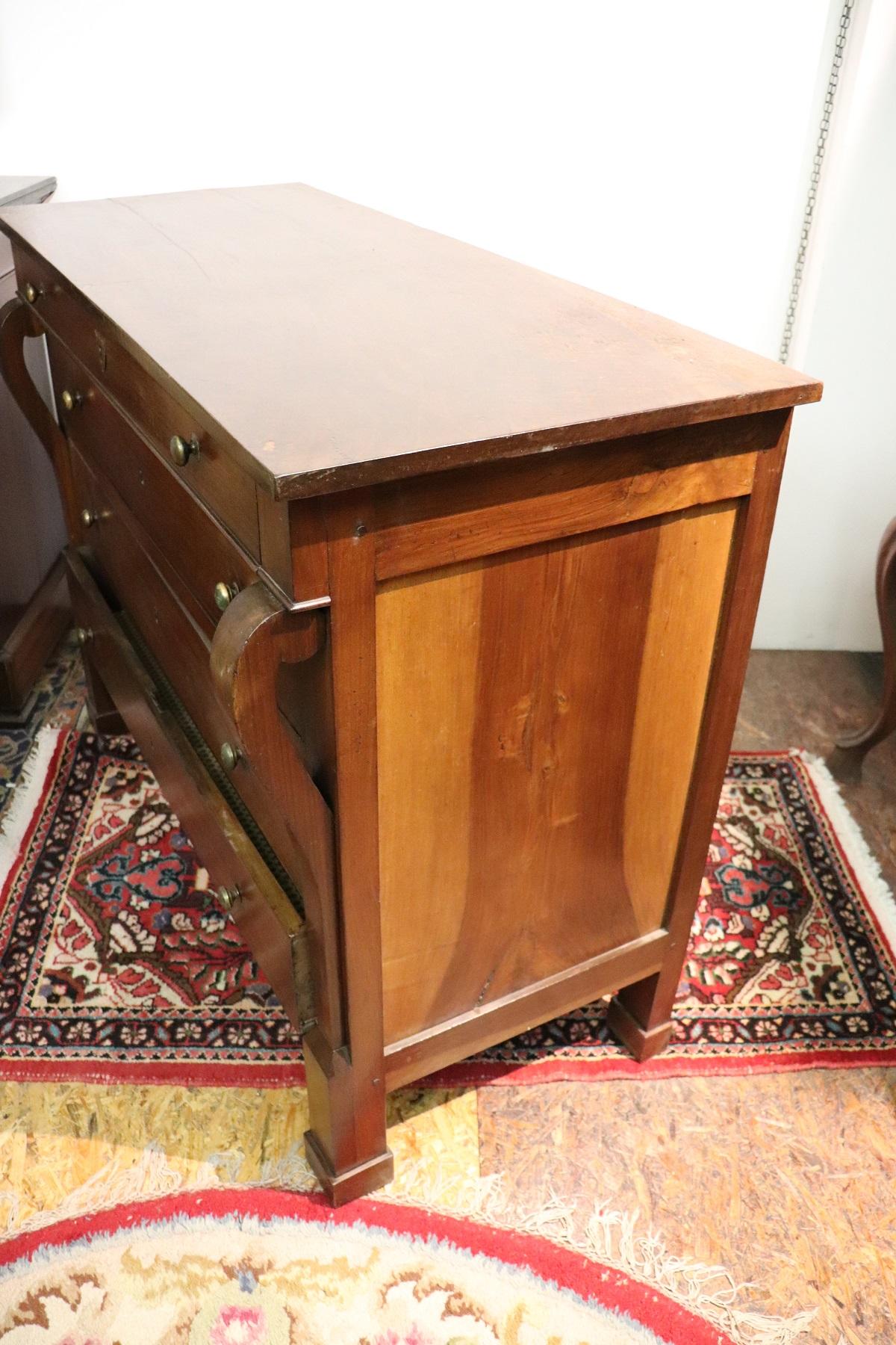 19th Century Italian Empire Walnut Commode or Chest of Drawers 4