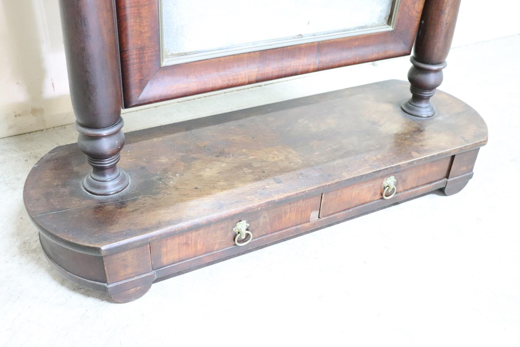 19th Century Italian Empire Walnut Dressing Table Mirror, 1800s 1