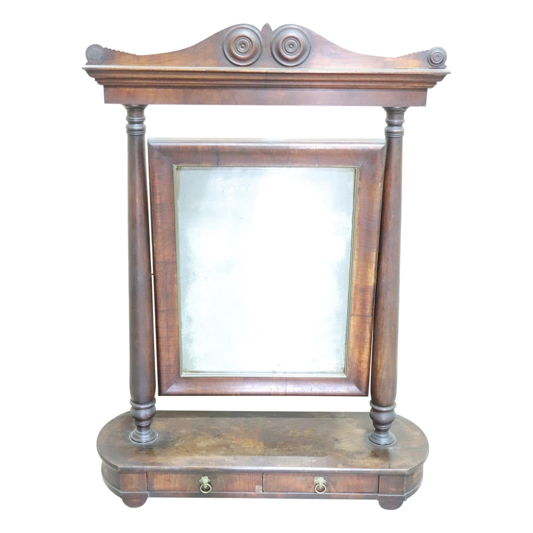19th Century Italian Empire Walnut Dressing Table Mirror, 1800s