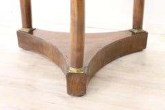 19th Century Italian Empire Walnut Round Center Table with Marble Top