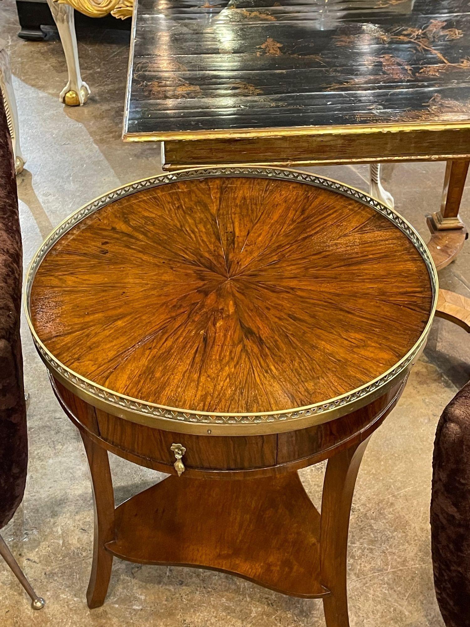 19th Century Italian Empire Walnut Side Table with Brass Gallery For Sale 1