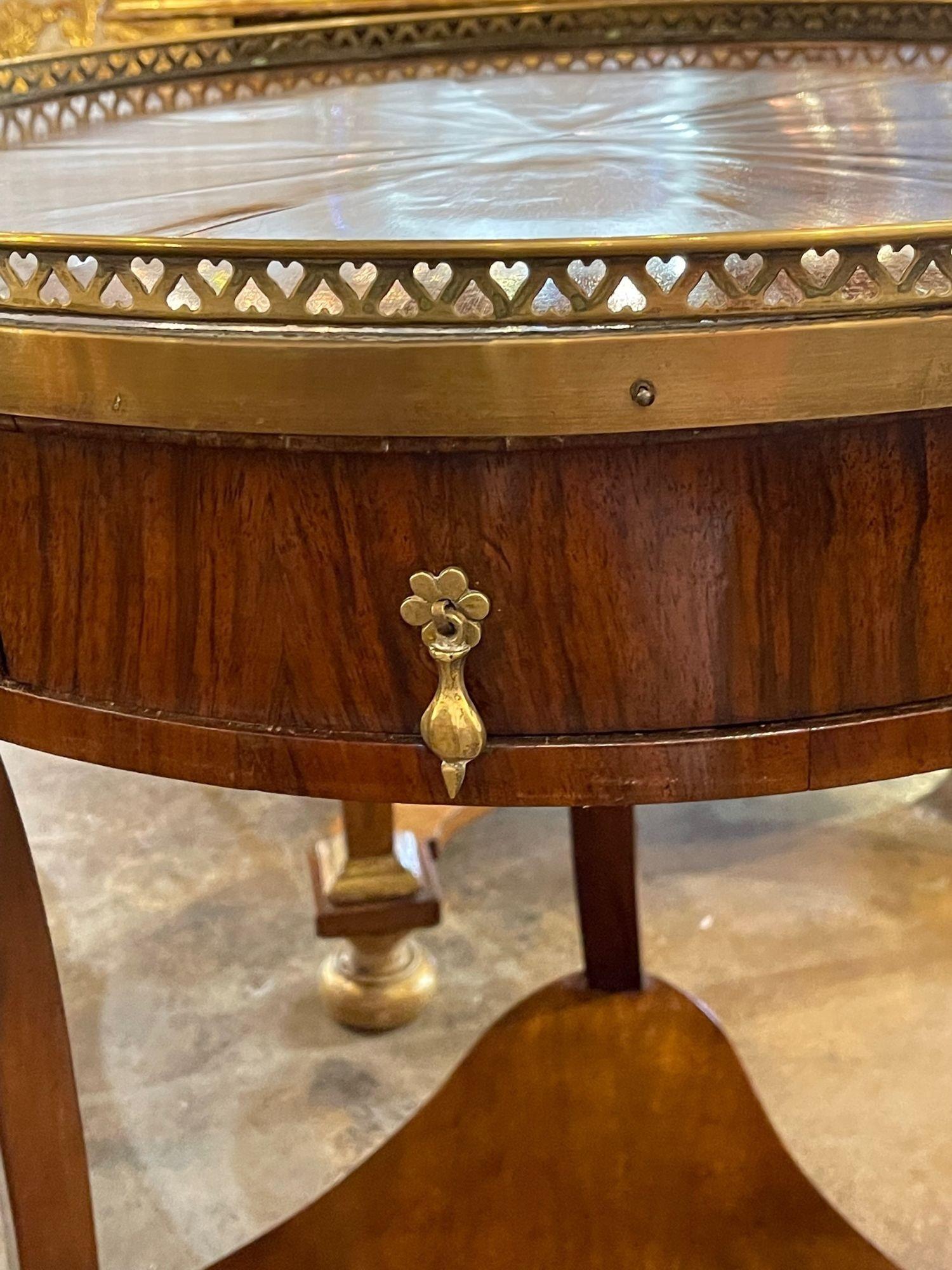 19th Century Italian Empire Walnut Side Table with Brass Gallery For Sale 2