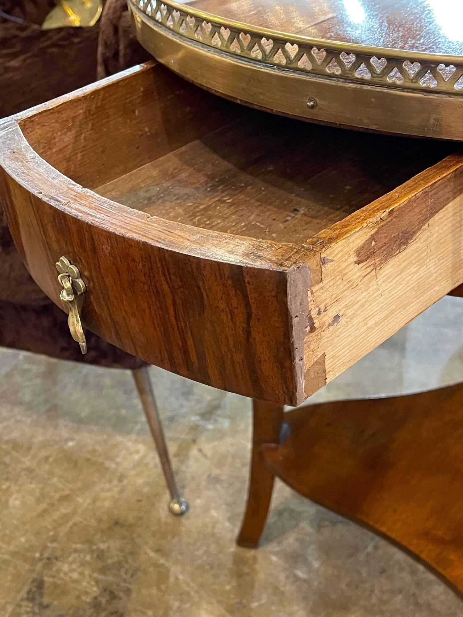 19th Century Italian Empire Walnut Side Table with Brass Gallery For Sale 4