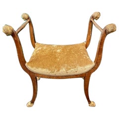 19th Century Italian Empire Walnut Stool