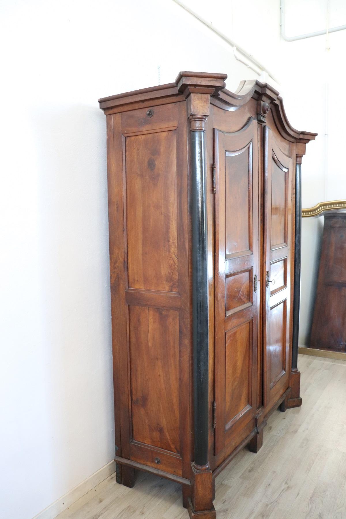 Early 19th Century 19th Century Italian Empire Walnut Wardrobe or Armoire