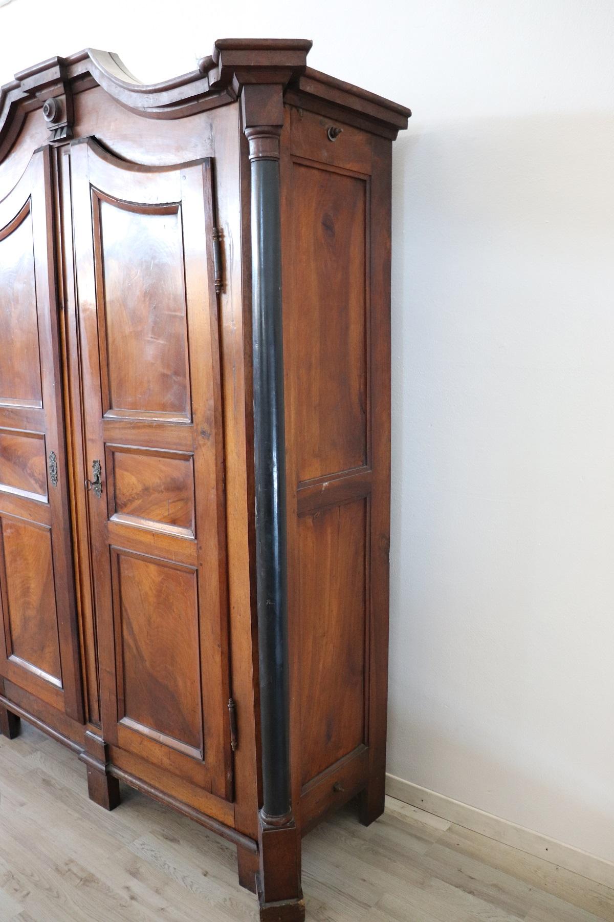 19th Century Italian Empire Walnut Wardrobe or Armoire 1