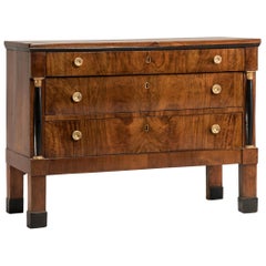 19th Century  Italian Empire Walnut Wood Chest of Drawers