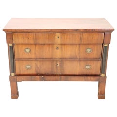 19th Century Italian Empire Walnut Wood Commode or Chest of Drawer