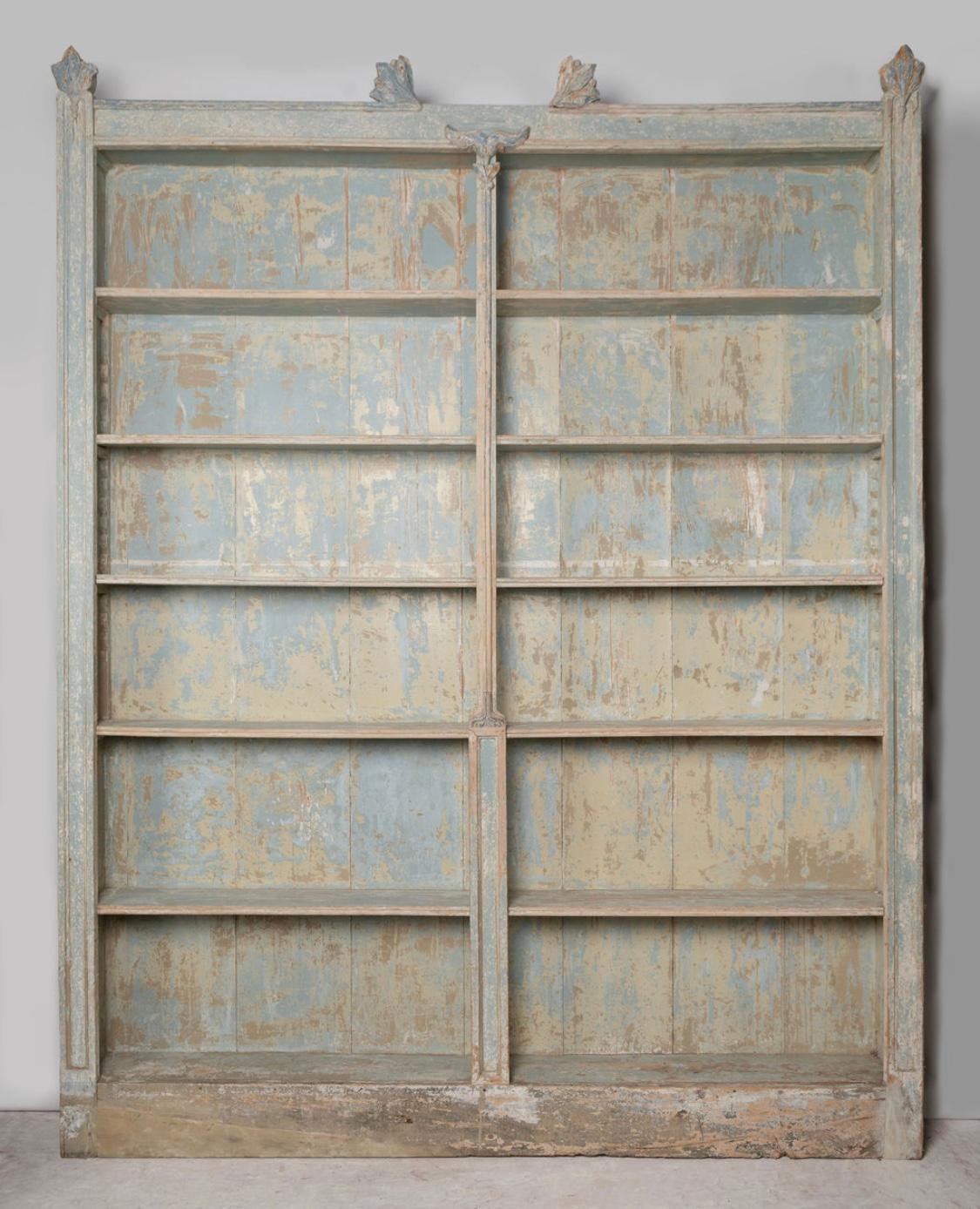 19th Century Italian etagere, pharmacy shelves, original paint, bookcase 10