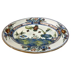 Plato Servidor Faenza Garofano Italiano Siglo XIX