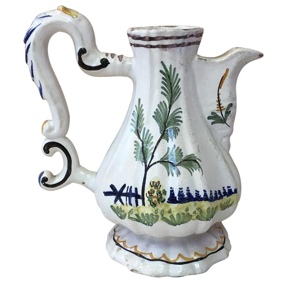 19th Century Italian Faience Pitcher For Sale