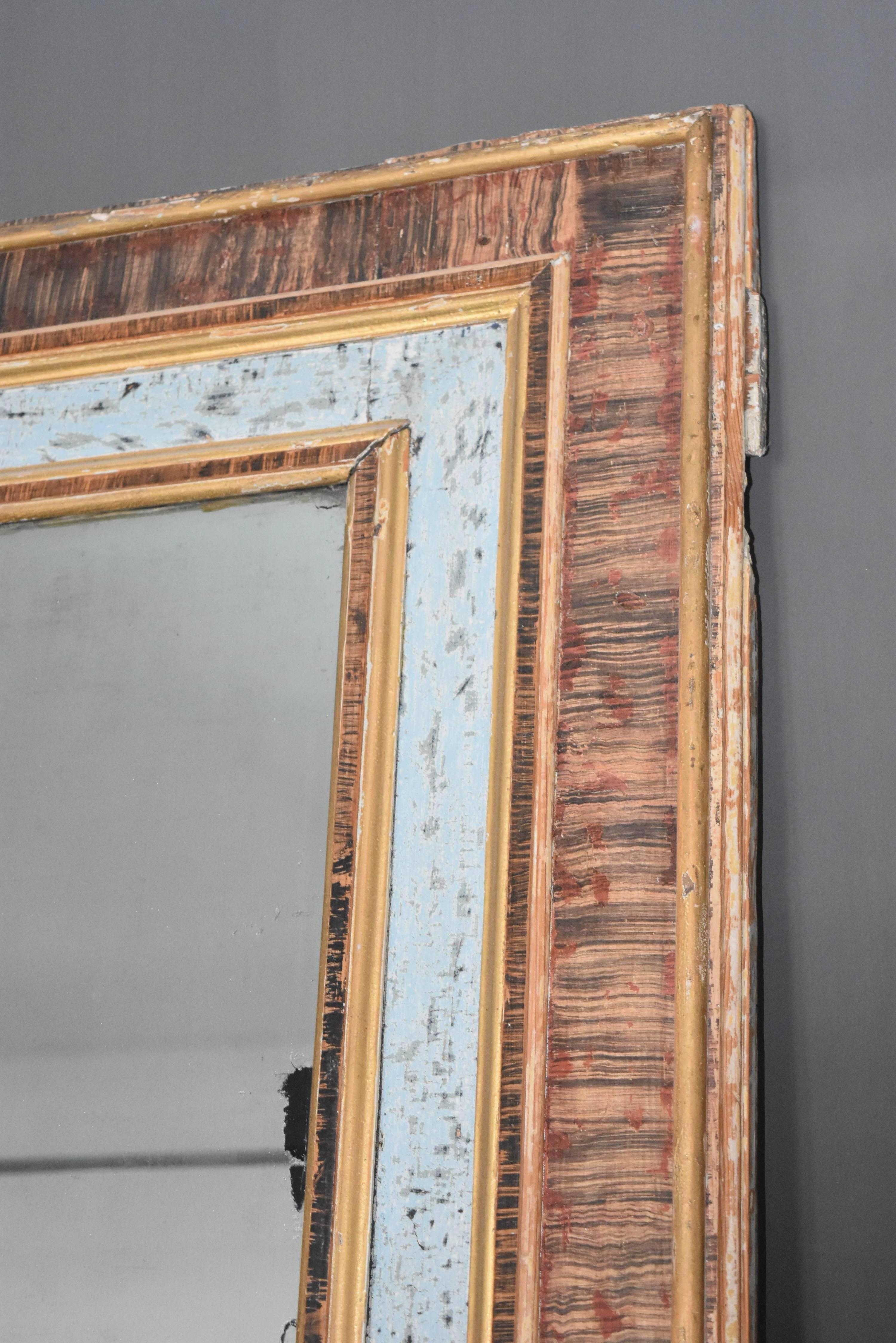 19th Century Italian Faux Marble Painted Framed Mirror with Original Glass 5