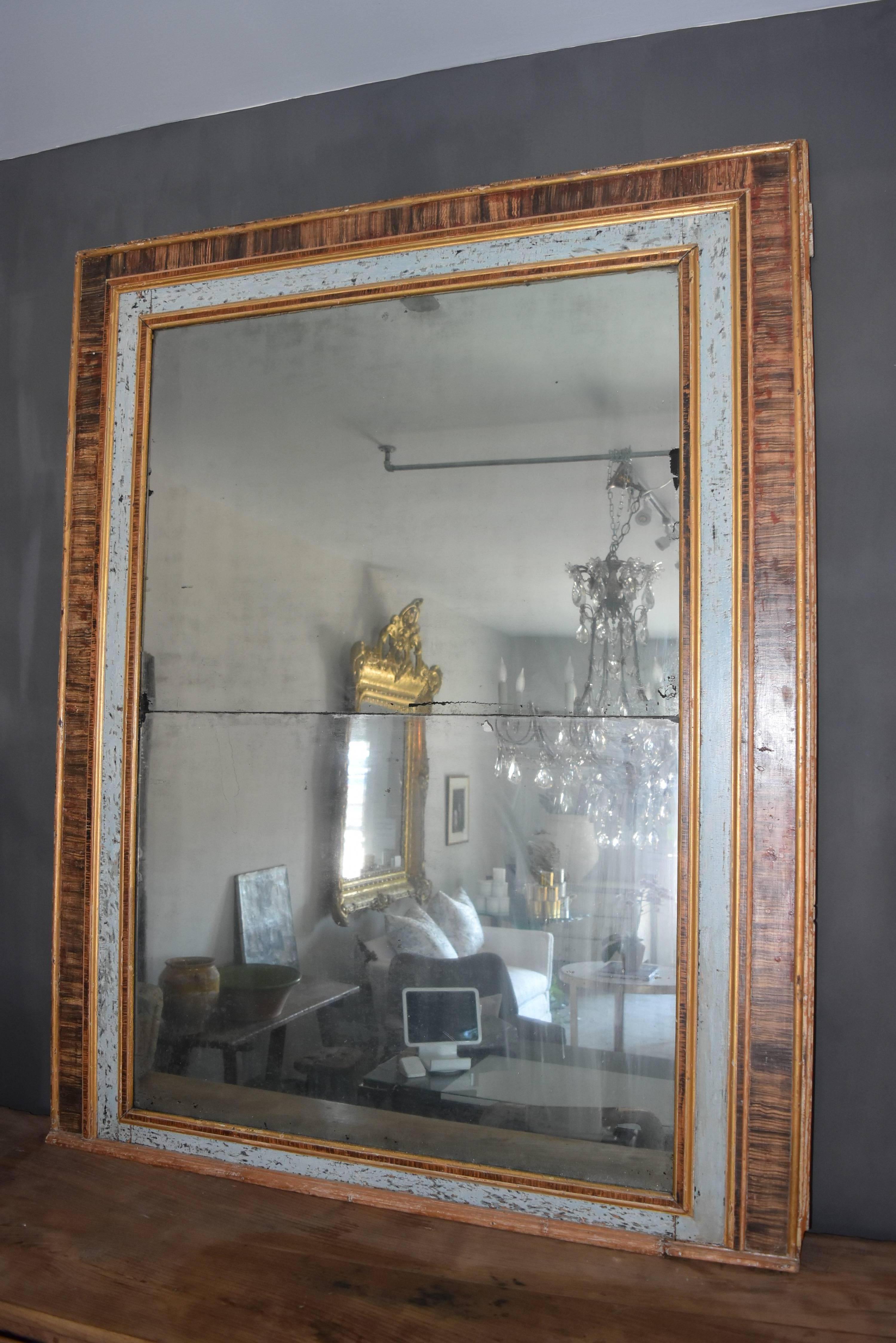 19th Century Italian Faux Marble Painted Framed Mirror with Original Glass 9