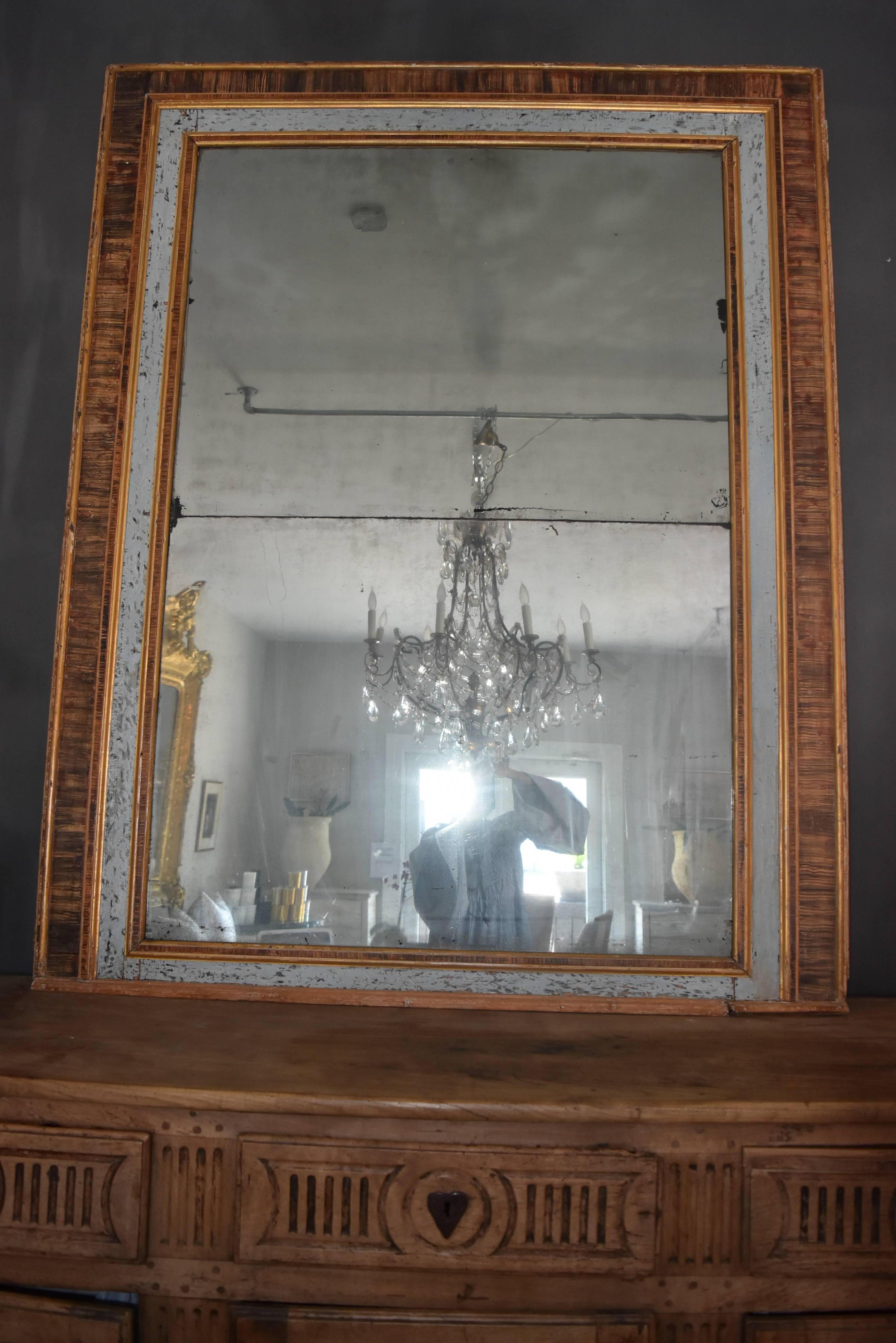 19th Century Italian Faux Marble Painted Framed Mirror with Original Glass For Sale 11