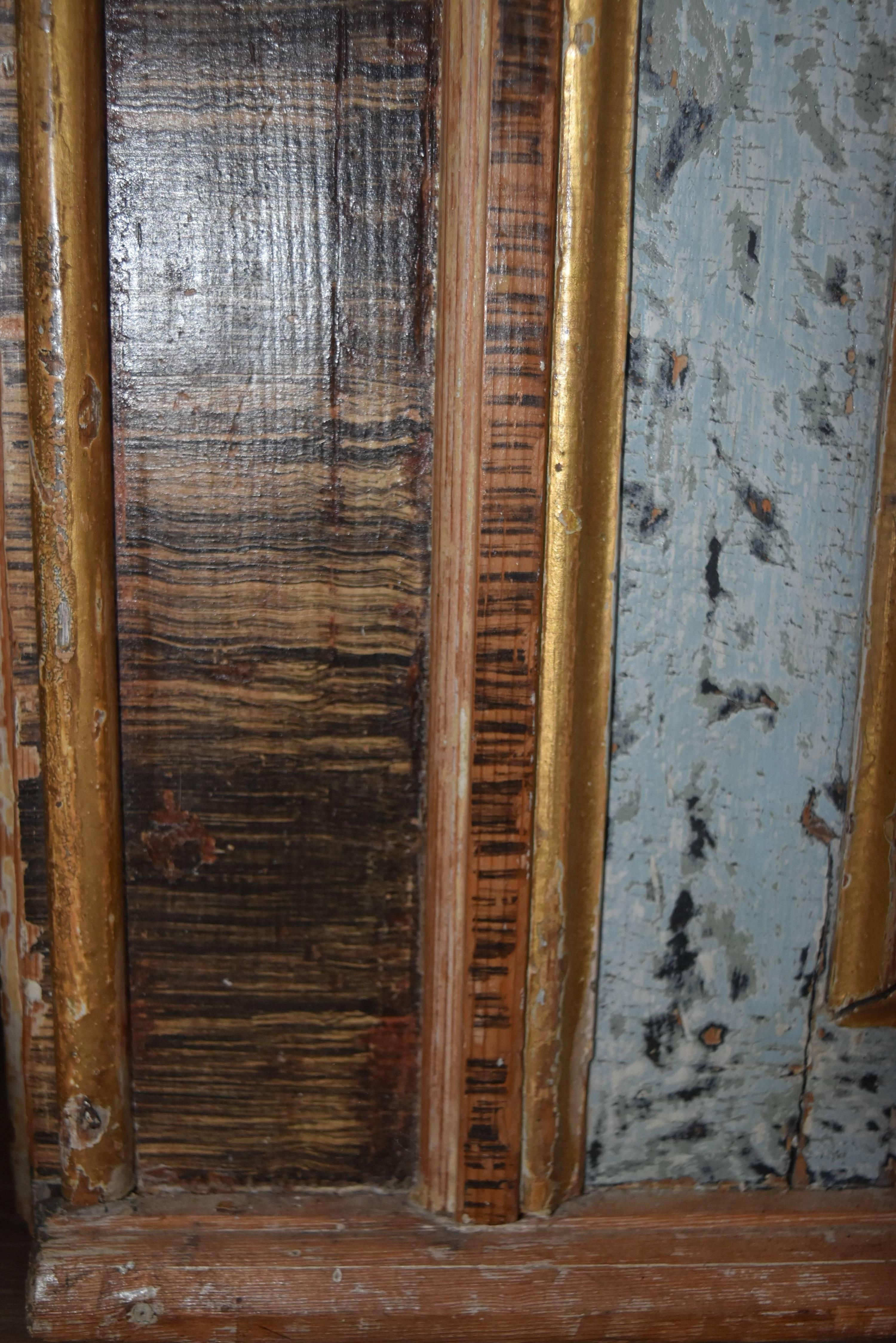 Wood 19th Century Italian Faux Marble Painted Framed Mirror with Original Glass