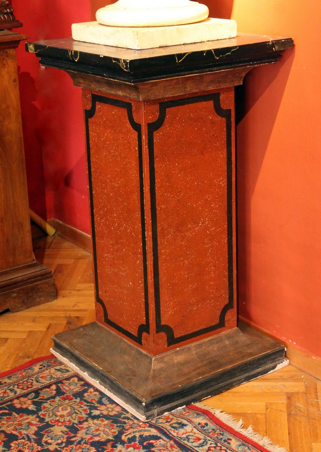 19th Century Italian Faux Marble Lacquer Architectural Pedestals or Columns For Sale 9