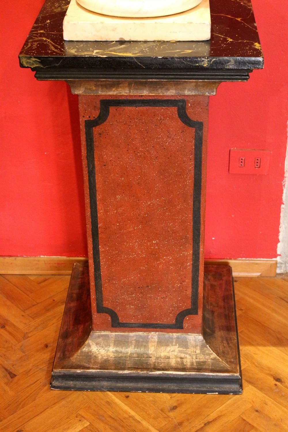 19th Century Italian Faux Marble Lacquer Architectural Pedestals or Columns For Sale 13