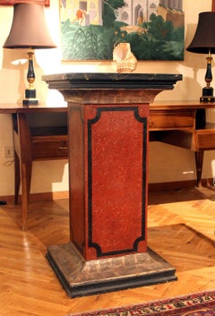 19th Century Italian Faux Marble Painted Pedestals or Columns, Large Scale