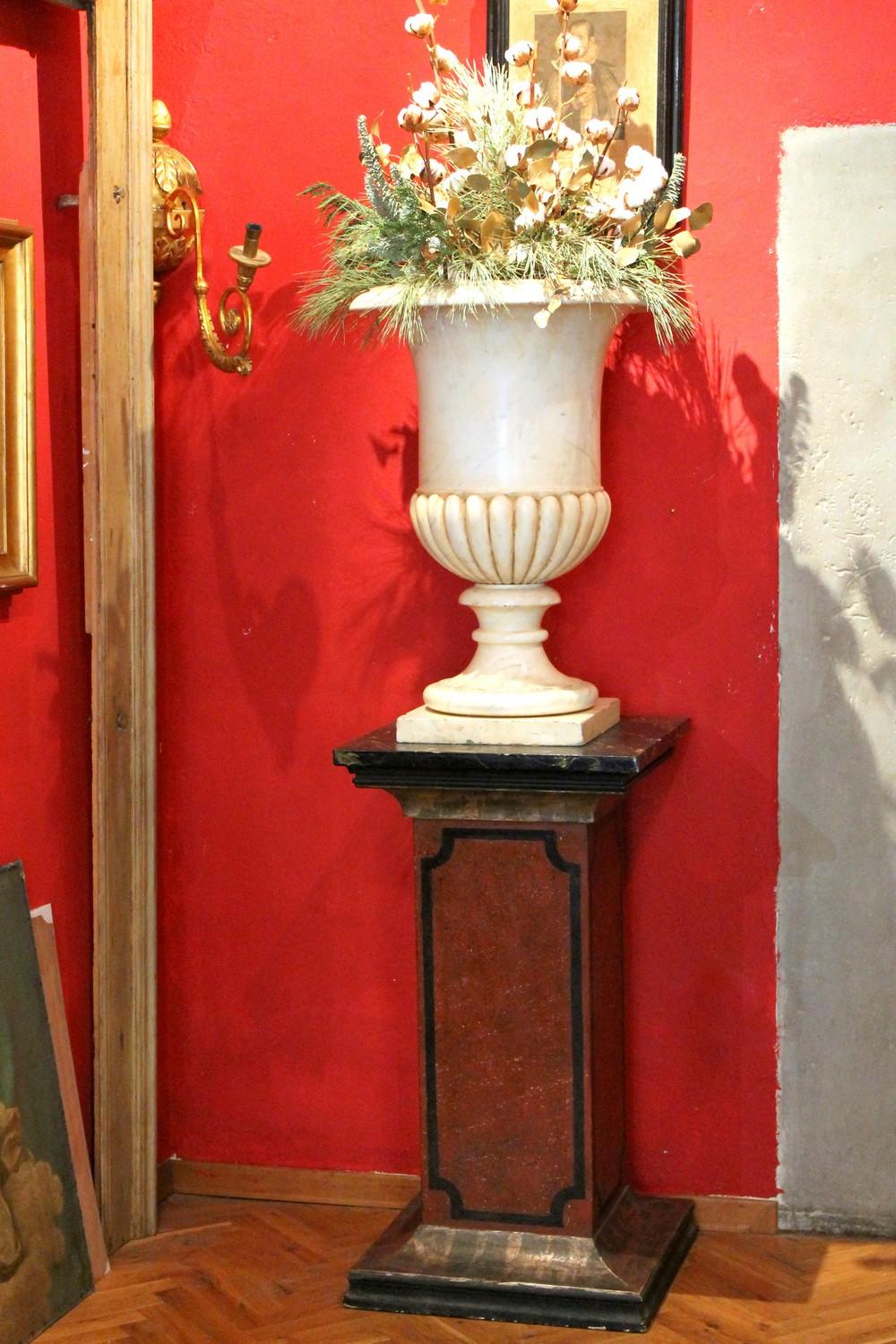 Neoclassical 19th Century Italian Faux Marble Lacquer Architectural Pedestals or Columns For Sale