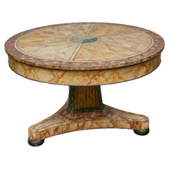 Antique 19th Century Italian Faux Painted Center Table with Trompe-l’Œil Marble Finish