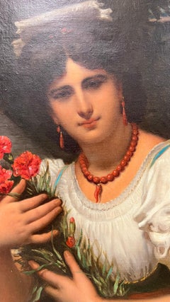 19th Century Italian Female Portrait Oil Painting by Pierre de Coninck