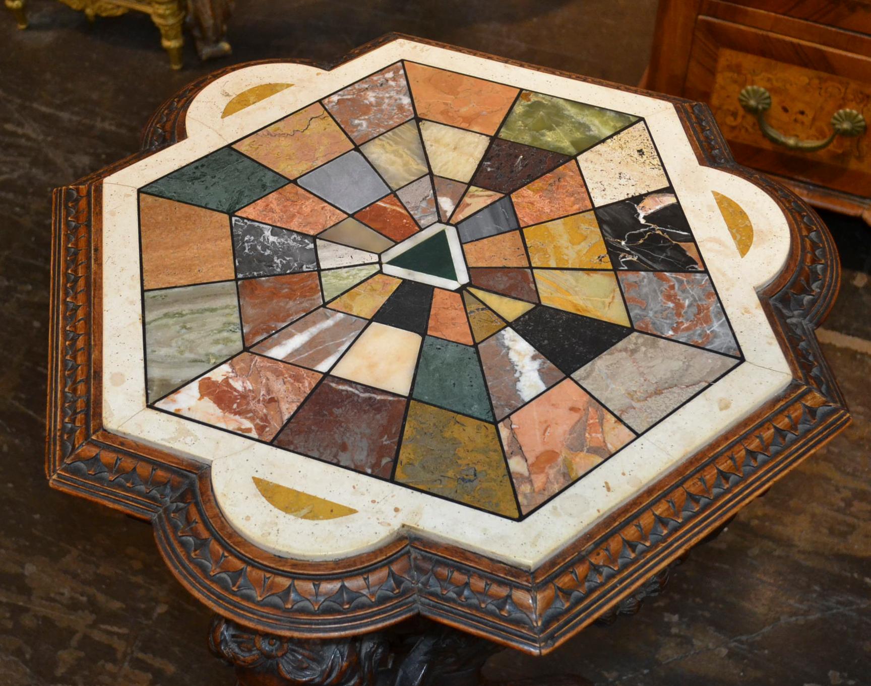 19th Century Italian Figural Side Table with Specimen Marble In Good Condition In Dallas, TX