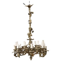 19th Century Italian Finely Chiselled Gilded Bronze Chandelier