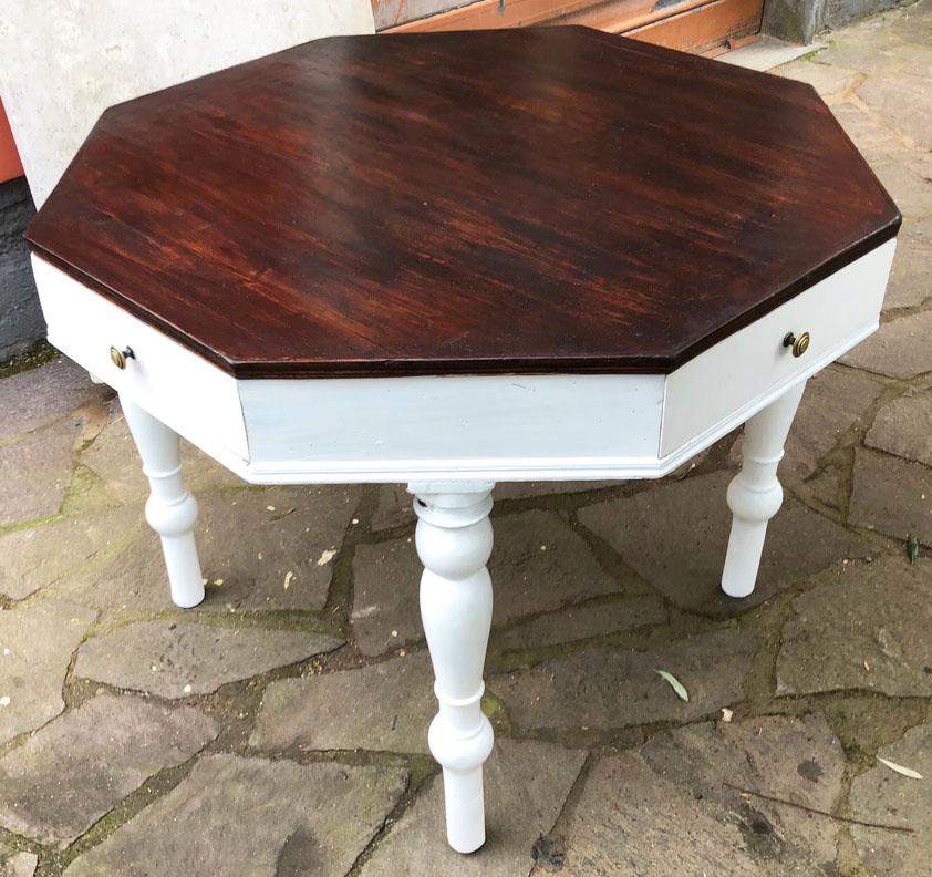 Country  Italian Fir Octagonal Table Special Design Restored Wax Polished For Sale